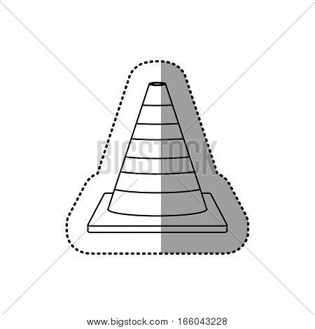 gray silhouette dotted sticker striped traffic cone vector illustration