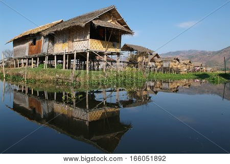 The village of Maing Thauk on lake Inle, Myanmar