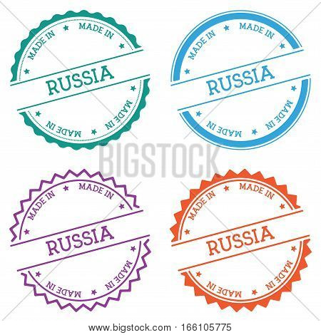 Made In Russia Badge Isolated On White Background. Flat Style Round Label With Text. Circular Emblem