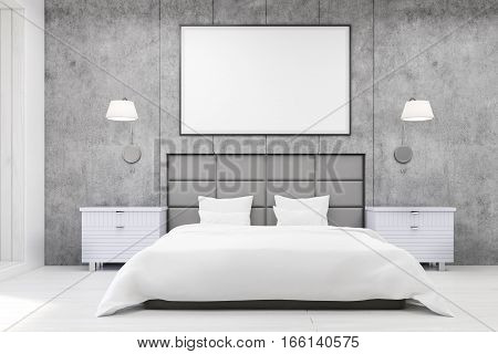 Front View Of Bedroom With Gray Walls