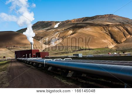 Pipeline to transport hot water in Krafla geothermal power station