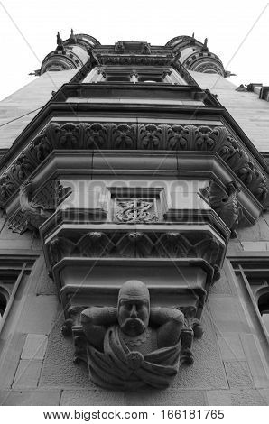 A detailed view of the city chambers architecture in Dunfermline