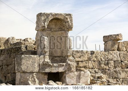 The ruins of the ancient citadel in Amman, Jordan