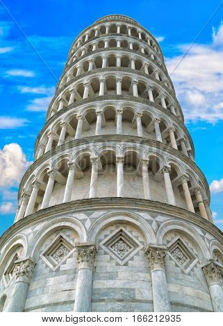 Leaning Tower of Pisa, Italy, on a sunny day