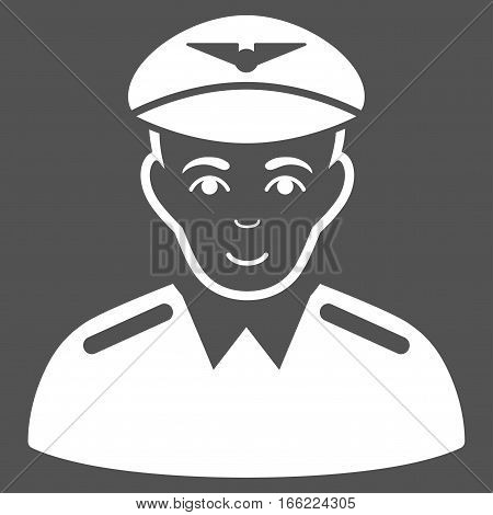 Aviator vector icon. Flat white symbol. Pictogram is isolated on a gray background. Designed for web and software interfaces.