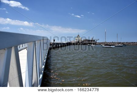 St Kilda pier in Melbourne. St Kilda is home to many attractions such as Luna Park and St Kilda beach.
