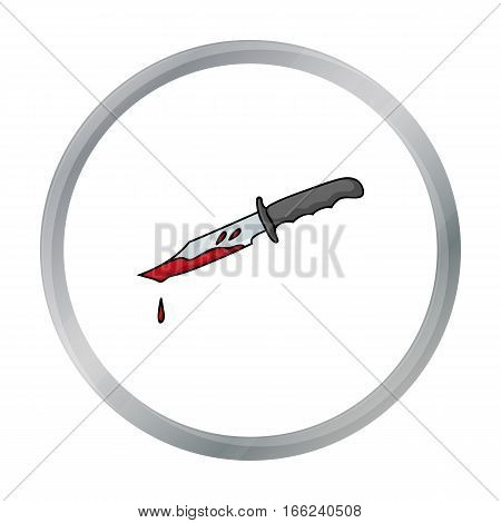 Bloody knife icon in cartoon style isolated on white background. Crime symbol vector illustration. - stock vector