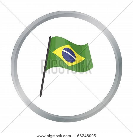Flag of Brazil icon in cartoon design isolated on white background. Brazil country symbol stock vector illustration. - stock vector