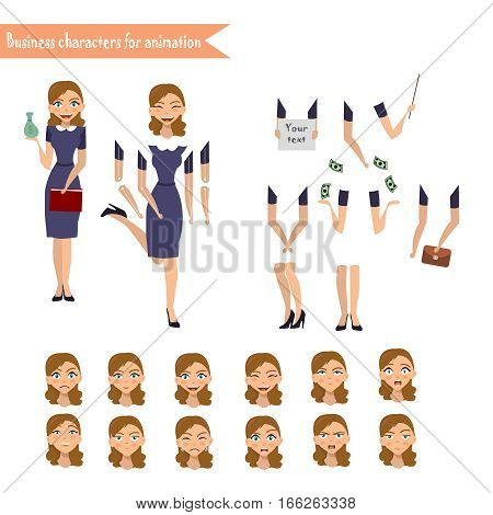 Pupil character for your scenes. Parts of body template for design work and animation