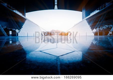 empty marbled floor in modern architecture in ShenzhenChina.