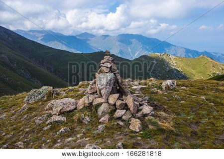 Peak Named Furmanov. Mountain Landscape In Kazakhstan, Near Almaty City