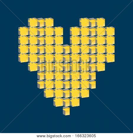 Vector illustration EPS10 editable. Heart bit. Pixel art. Love