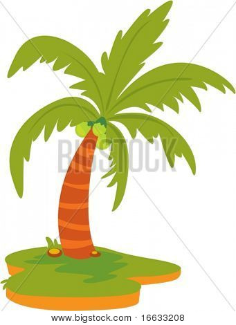 illustration af kokos træ på hvid