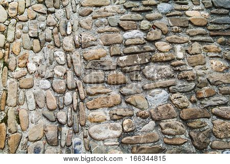 Closeup of old cobblestone road in Aigle Switzerland