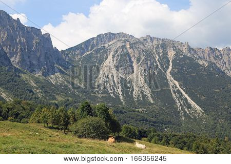 Wonderful Landscape Of Italian Mountains Called Venetian Prealps
