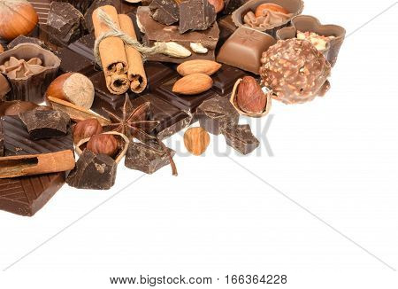 Delicious Chocolates Isolated On White Background
