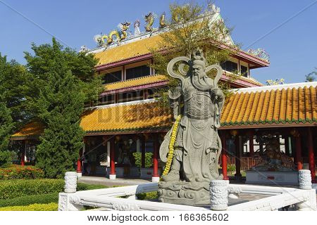 Chinese God, Guan Yu Statue at Suphanburi Thailand