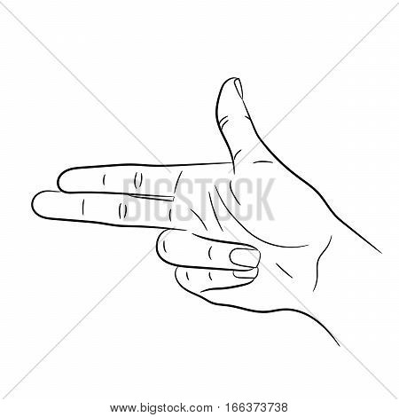 hand gesture in the form of a gun on white background of vector illustrations