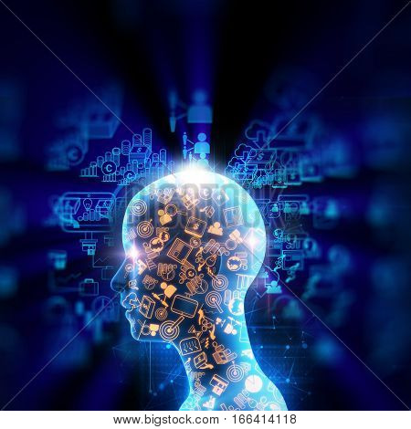 Virtual Human 3Dillustration On Business And Learning Technology  Background
