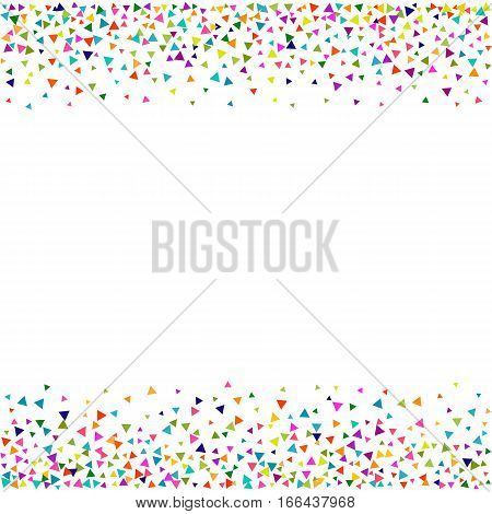 Abstract dotted surface. Background with colored particles. Halftone effect illustration. Colorful triangles on white background