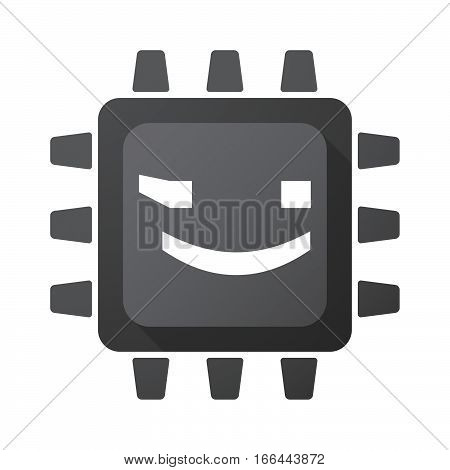 Isolated Chip With  A Wink Text Face Emoticon