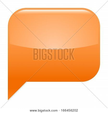 Orange glossy speech bubble blank location icon square empty shape isolated form background. Vector illustration a graphic element for web internet design