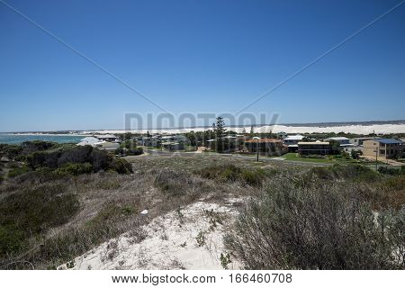 Lancelin Beach Town And White Sand Dunes