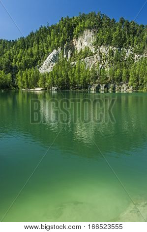 Summer view of the lake in Adrspach-Teplice rocks/Czech Republic