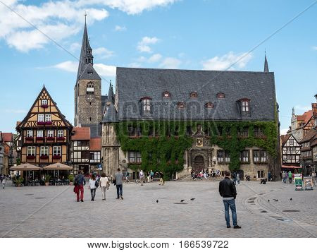 Quedlinburg Market Square And Town Hall, Germany