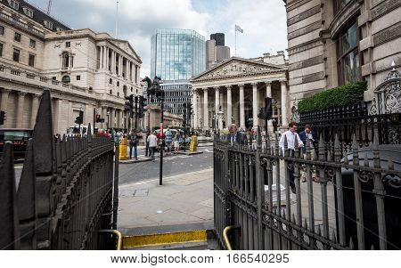 Bank Of England And The Royal Exchange, London.