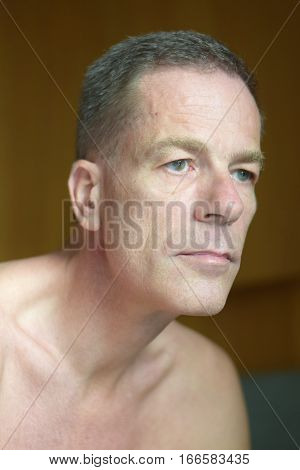 Senior caucasian man seems to be looking and thinking of something