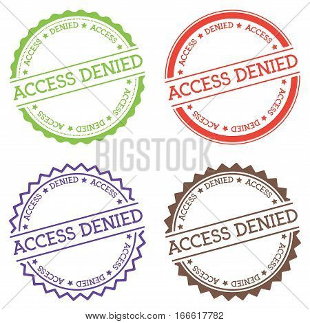 Access Denied Badge Isolated On White Background. Flat Style Round Label With Text. Circular Emblem