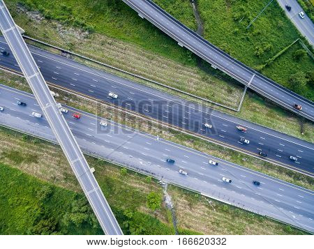 Aerial view of expressway in bangkok city thailand