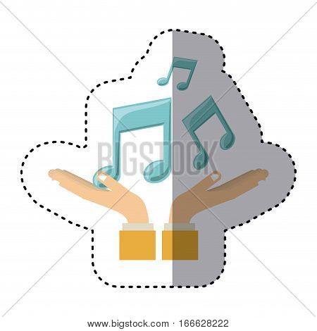 silhouette monochrome with musical notes vector illustration