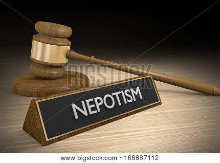 Laws against nepotism or favoritism of friends and relatives for jobs and advantages, 3D rendering