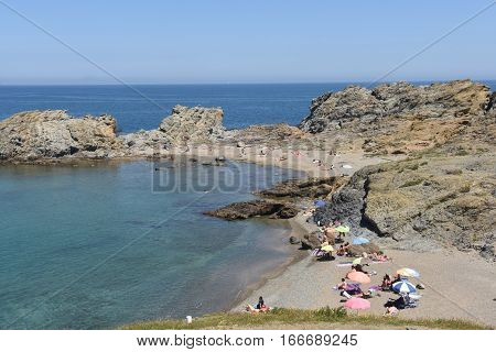 Beach of de Ras cape in Colera Costa Brava Girona province Catalonia Spain
