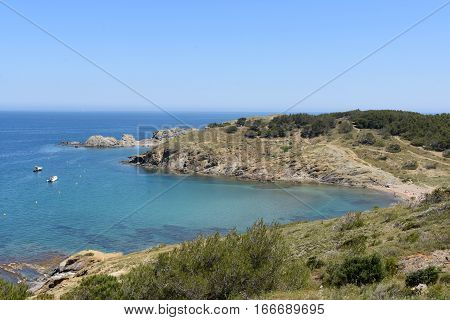 Beach of de Ras cape in Colera Costa Brava Girona province Catalonia Spain