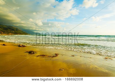 cloudy sky over La Speranza beach Sardinia
