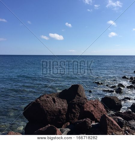 Beach Stone Blue Santorini Holiday Travel
