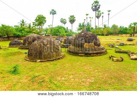 Jaffna Kandarodai Dagobas Stupas Grass Field H