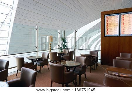 DUBAI, UAE - CIRCA NOVEMBER, 2016: Marhaba lounge in Dubai International Airport.