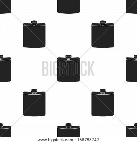 Hip flask icon in black style isolated on white background. Hunting pattern vector illustration.