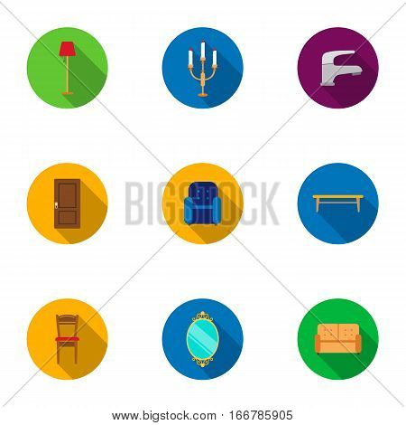Furniture set icons in flat style. Big collection of furniture vector symbol stock