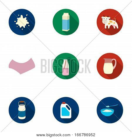 Milk set icons in flat style. Big collection of milk vector symbol stock