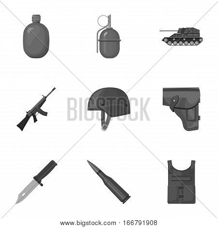 Military and army set icons in monochrome design. Big collection of military and army vector symbol stock illustration