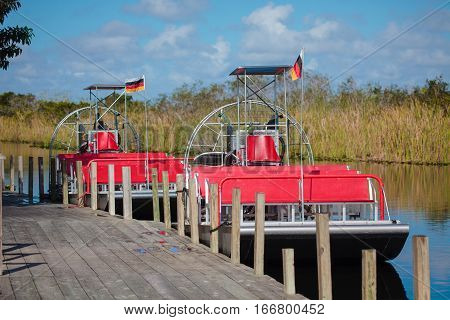 Boat tour through the marsh in the Everglades National Park Florida USA