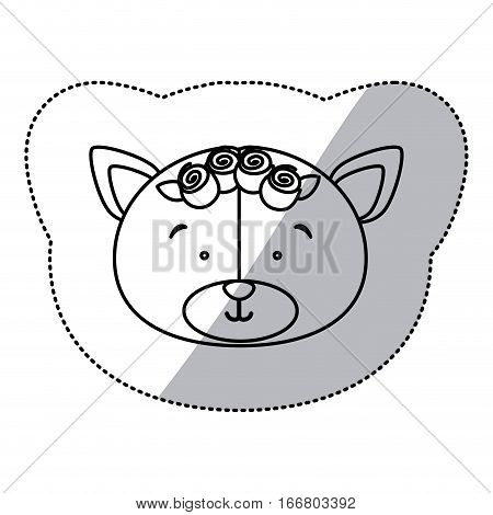 sticker monochrome contour and half shadow with face of bride bear vector illustration