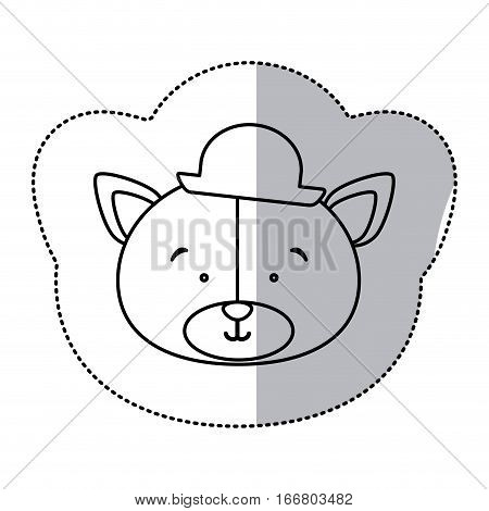 sticker monochrome contour and half shadow with face of groom bear vector illustration