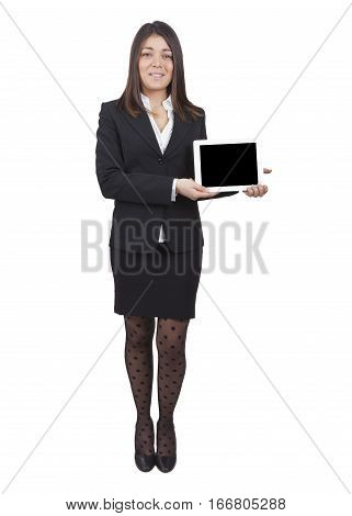 Businesswoman Showing Tablet