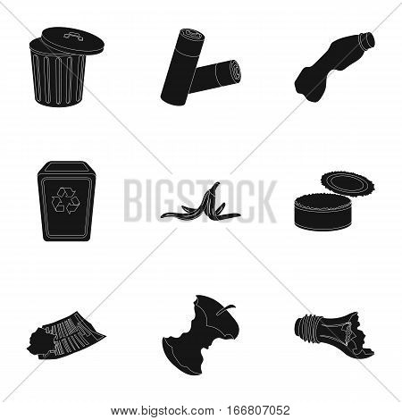 Trash and garbage set icons in black design. Big collection of trash and garbage vector symbol stock illustration